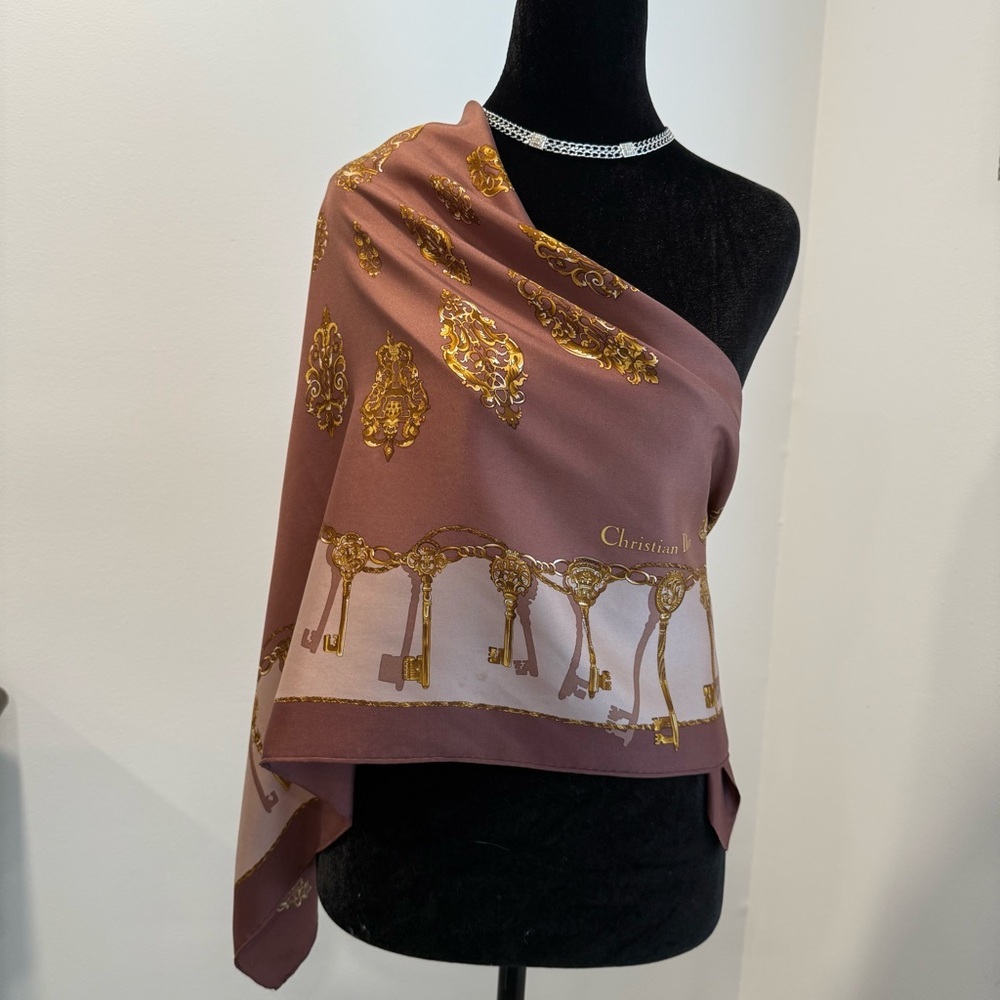 Authentic Christian Dior Gold and Brown Scarf